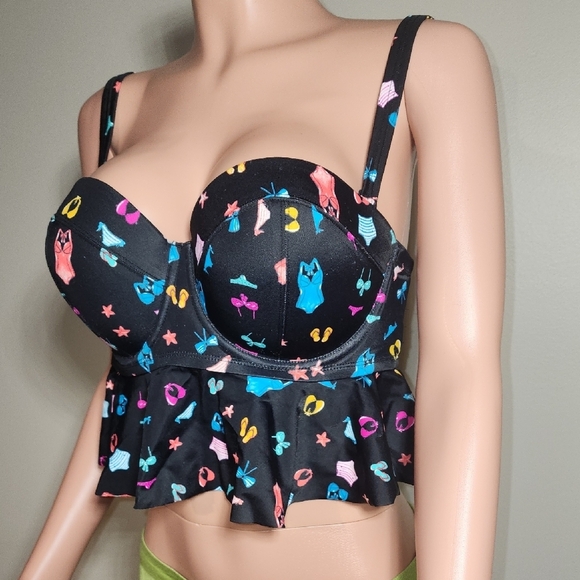 Torrid Black Bustier with Colorful Print - Picture 3 of 8
